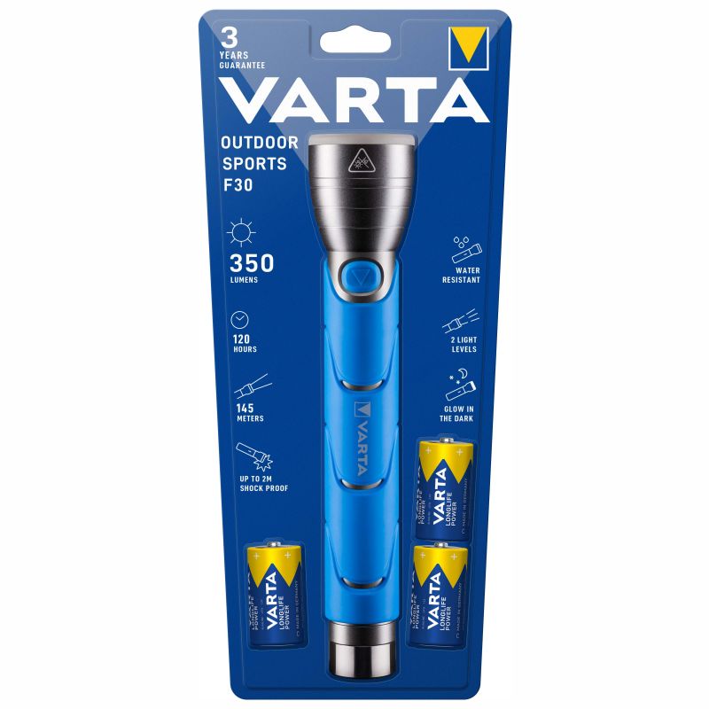 ▷ Varta Outdoor Sports F30 Taschenlampe mit 3x C Batterien kaufen